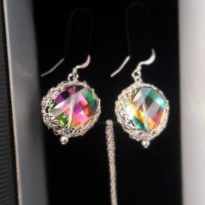 Multicolor Swarovski Set Wrapped In SterSilver